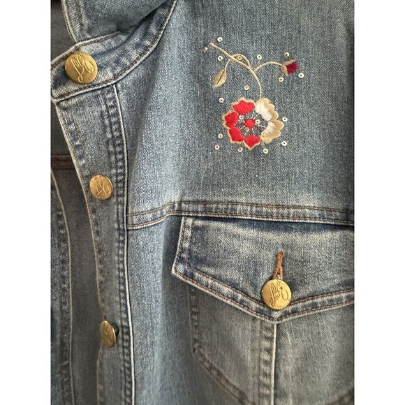 Lana Erica Vintage Floral Embroidered jean jacket jeans XL / 12 - Picture 4 of 8